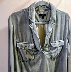 J Crew Light Seafoam Green Velvet Top